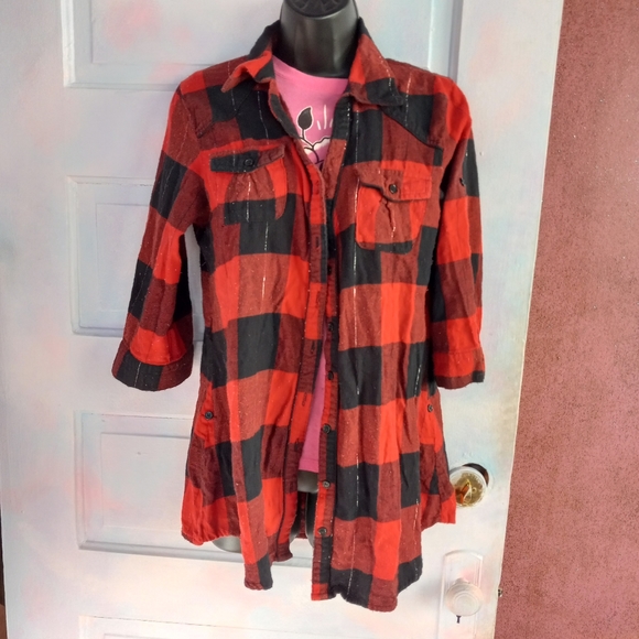 Custom Fri 13th Jason meme femme 3/4 sleeve flannel! Ooak! What would Jason do - Picture 2 of 4